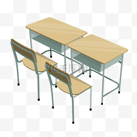 教室桌椅板凳课桌凳子毕业季学生课堂免抠素材图片