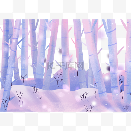 树林紫色梦幻雪地图片
