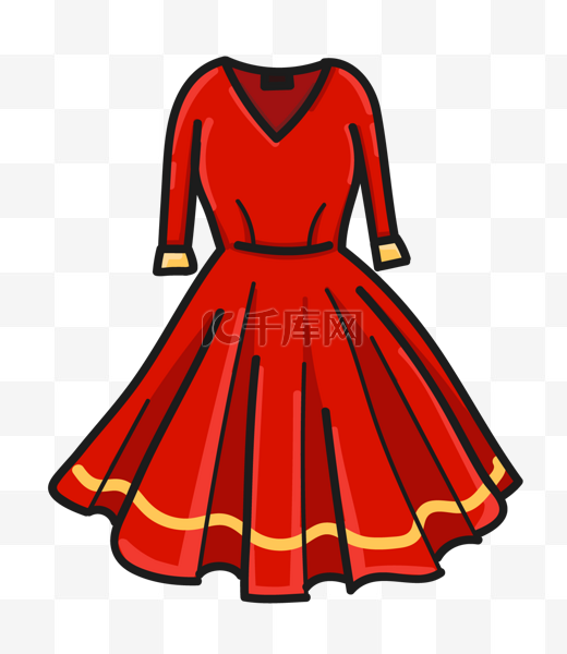红色连衣裙矢量卡通图片