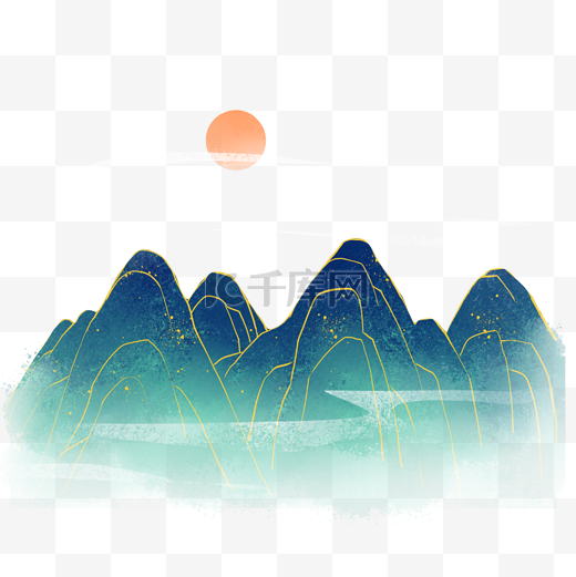 深绿色山水风景清明清明节图片