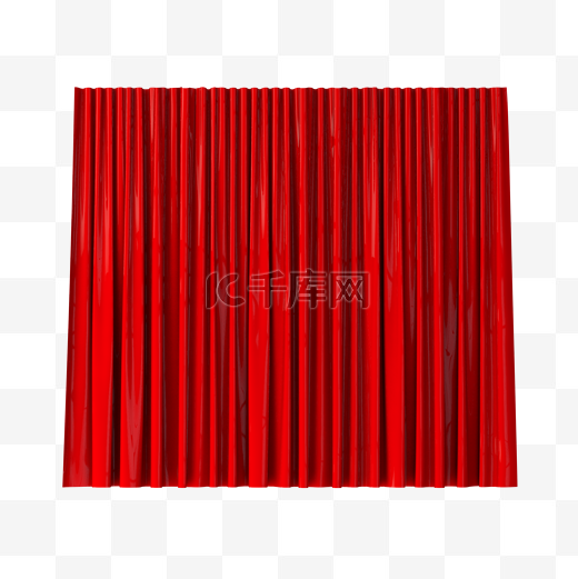 红色褶皱窗帘背景C4D图片