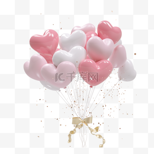 清新粉色爱心气球图片