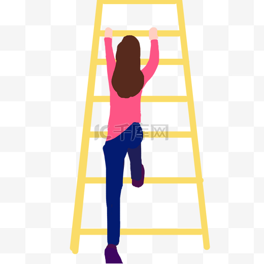正在爬梯子的卡通美女图片