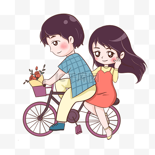 情人节情侣出行自行车图片
