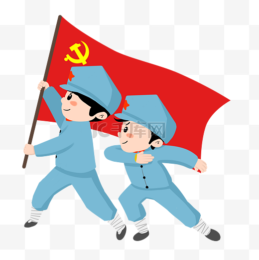 党建军人旗子图片
