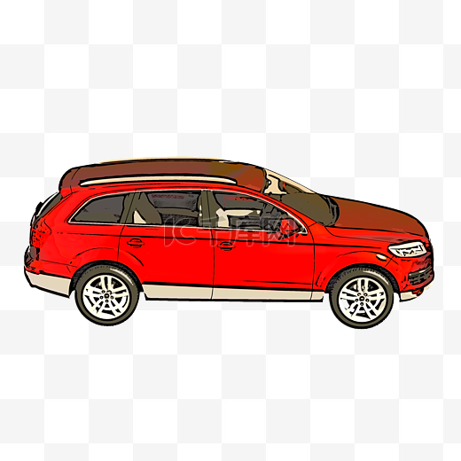 红色的SUV侧面图图片