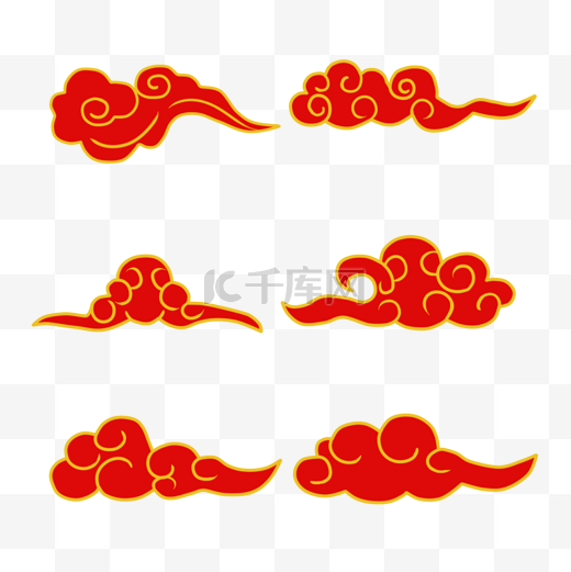 手绘中国传统新年喜庆红色祥云图片