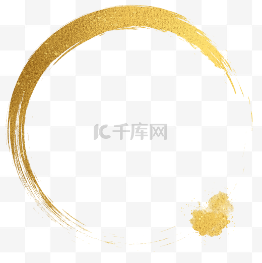 中国风毛笔笔触圆形烫金边框图片