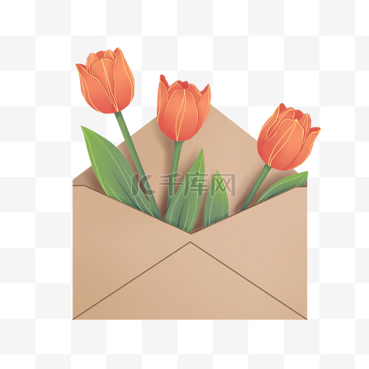 花与信封图片