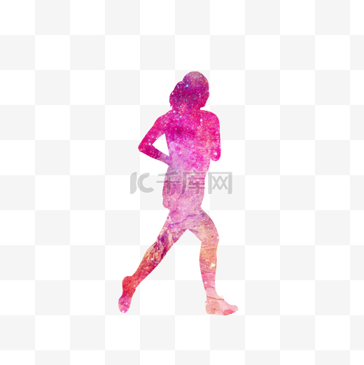 运动跑步唯美炫彩剪影图片