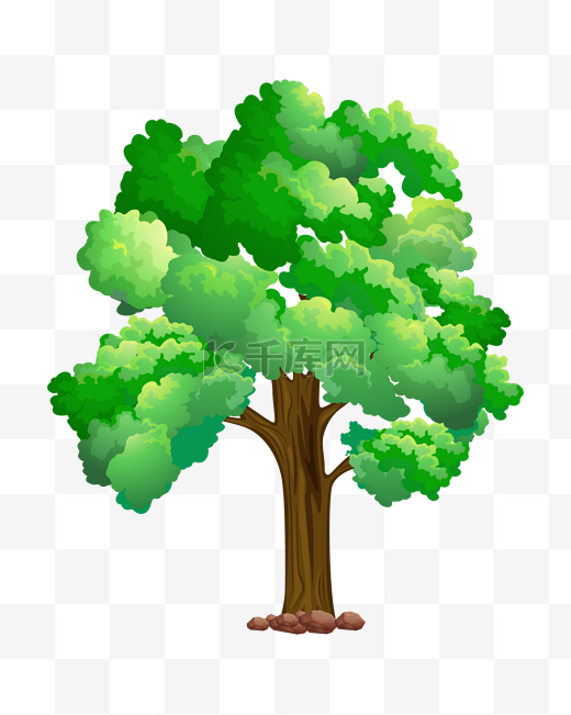 茂盛的绿色树木插画图片