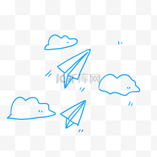 卡通系列折纸飞机飘向云里图片