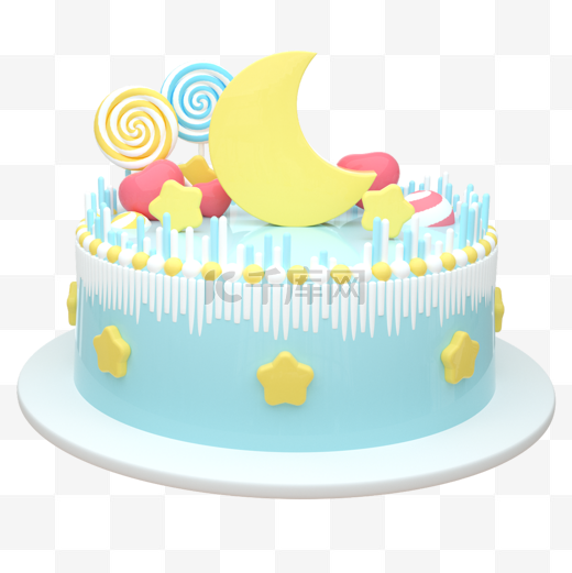 蓝色生日蛋糕图片