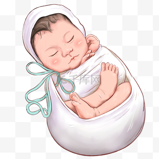 手绘母婴婴儿宝宝熟睡图片