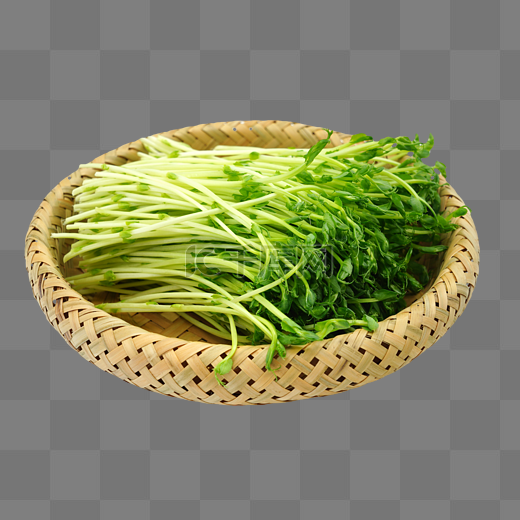装在竹篮豌豆苗图片
