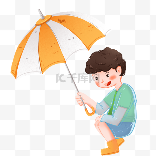 打伞的男孩图片