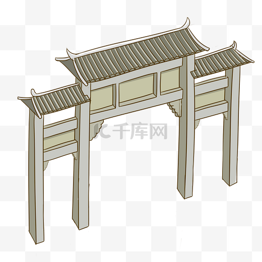 古典中式拱门牌楼图片