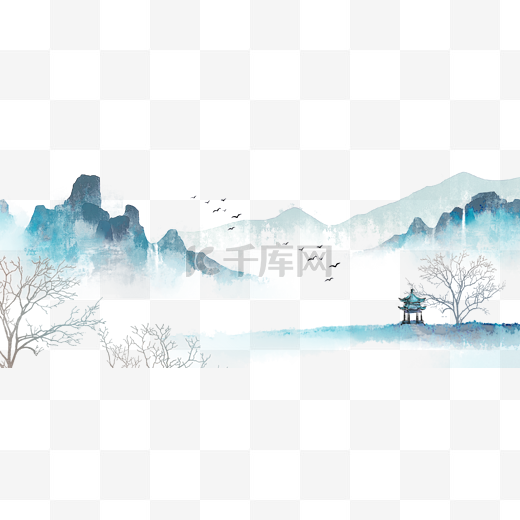 世外青山水墨山水风景图片