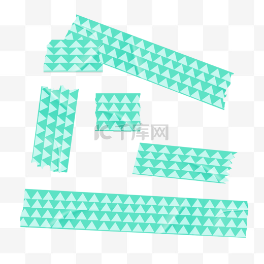 三角格子图案纹理青色蓝色褶皱卡通胶带胶布贴布素材图片