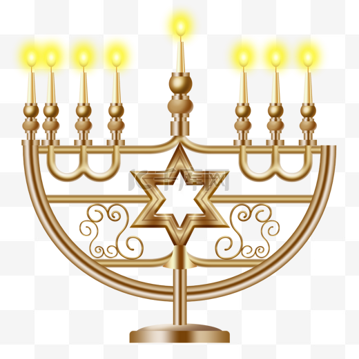 hanukkah复杂花纹烛台图片