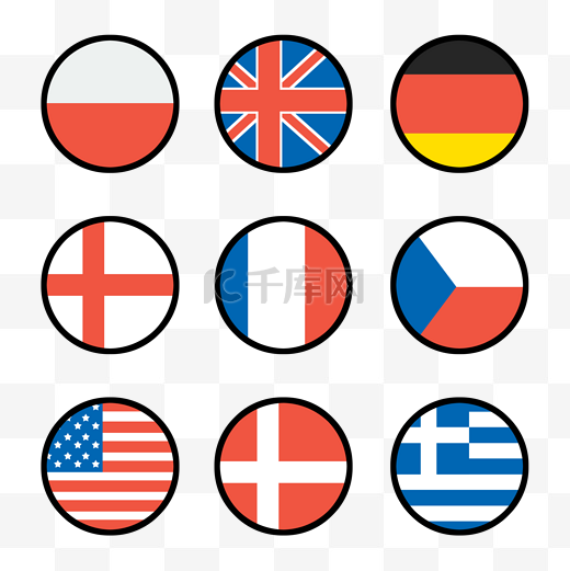 圆形的各国旗子图片