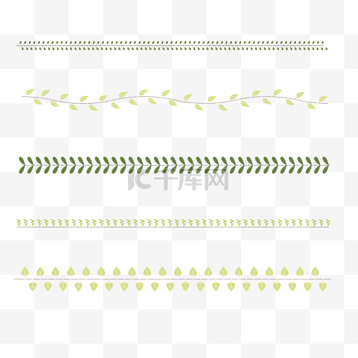 绿色树叶卡通植物分割线设计素材图片