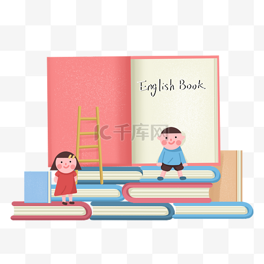 教育培训英语学习孩子在书海里图片