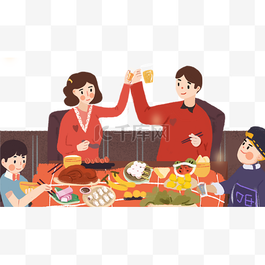 春节团圆全家聚餐图片