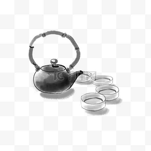 水墨古典茶具图片