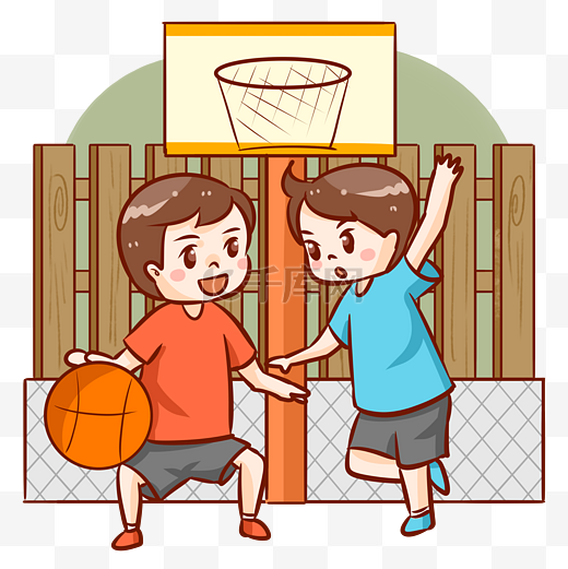 户外篮球场男孩们打篮球图片