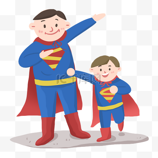 父亲节爸爸与孩子一起玩耍穿超人服图片