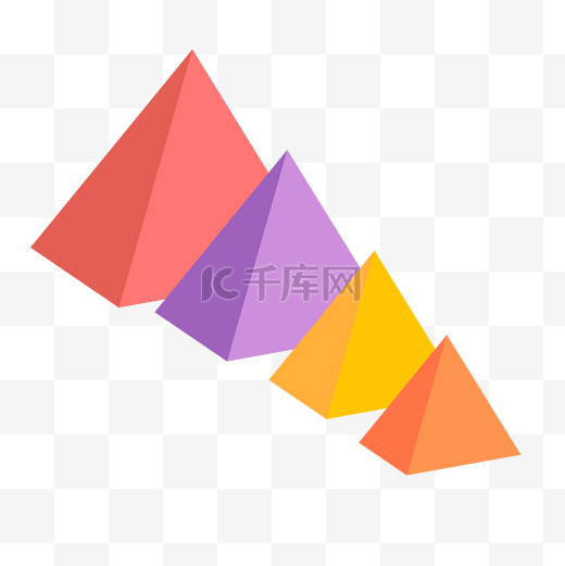 彩色三棱锥三角形三角体块图片