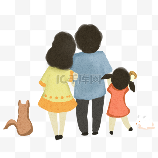一家人和猫狗图片