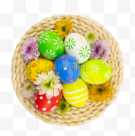 复活节彩蛋和花朵图片