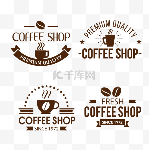 复古时尚棕色创意咖啡店徽标咖啡艺术字徽标图片