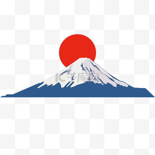 红日富士山雪山图片