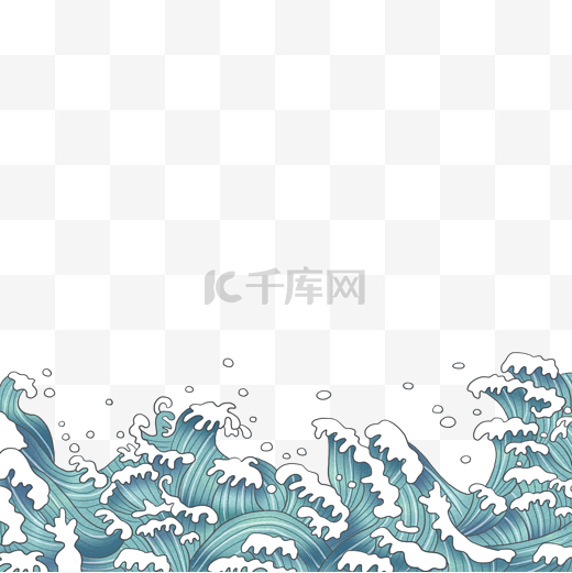 浮世绘海浪浪花图片