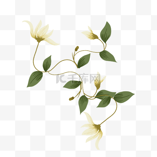 绿色刺绣花纹花朵图片