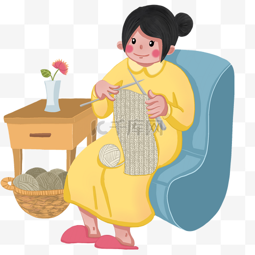 母亲节织毛衣的妈妈图片