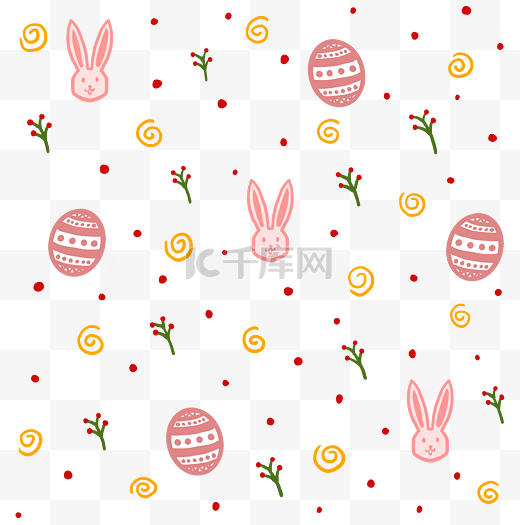 复活节底纹彩蛋兔子花草纹理图片