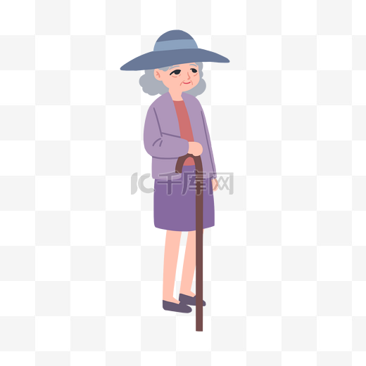 时髦拄拐杖老年女性图片