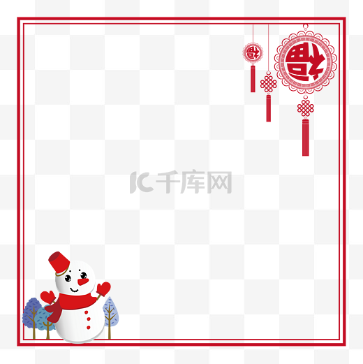 中国风可爱小雪人边框图片