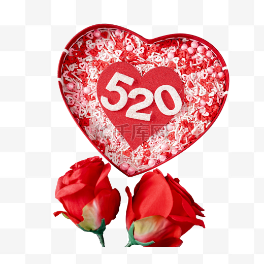 情人节520红色爱心礼盒玫瑰图片
