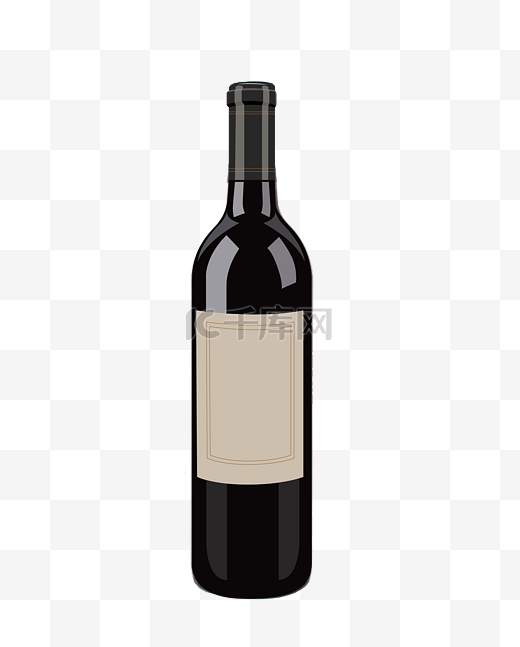 一瓶白兰地红酒插画图片