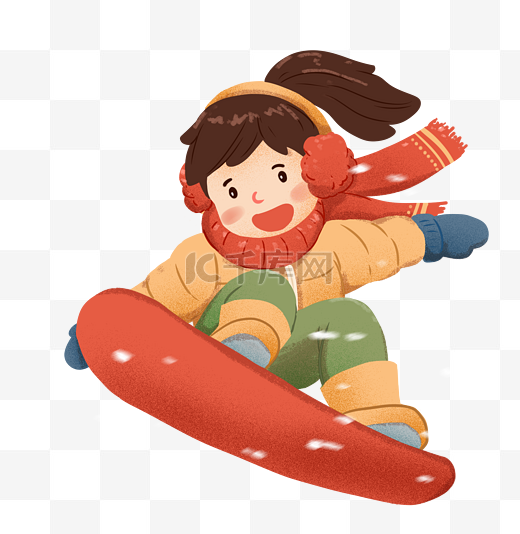 女孩滑雪板滑雪图片