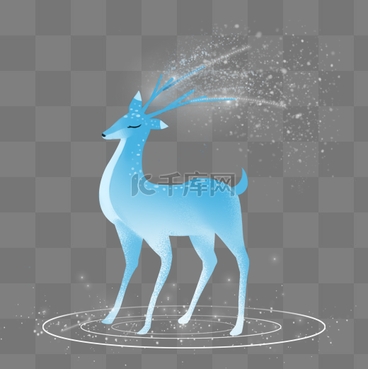 梦幻动物蓝色小鹿图片