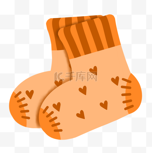 橘黄色爱心装饰卡通宝宝袜子图片