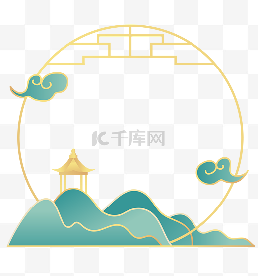 新中式山水风景边框图片