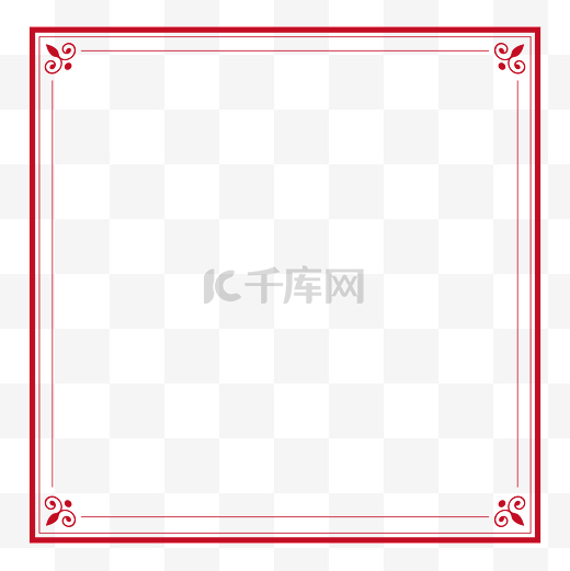 红色中国风简约矩形边框图片