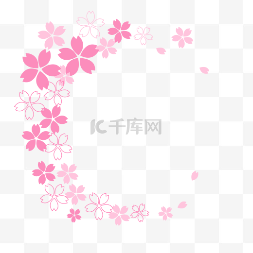 春季粉色樱花边框卡通素材下载图片